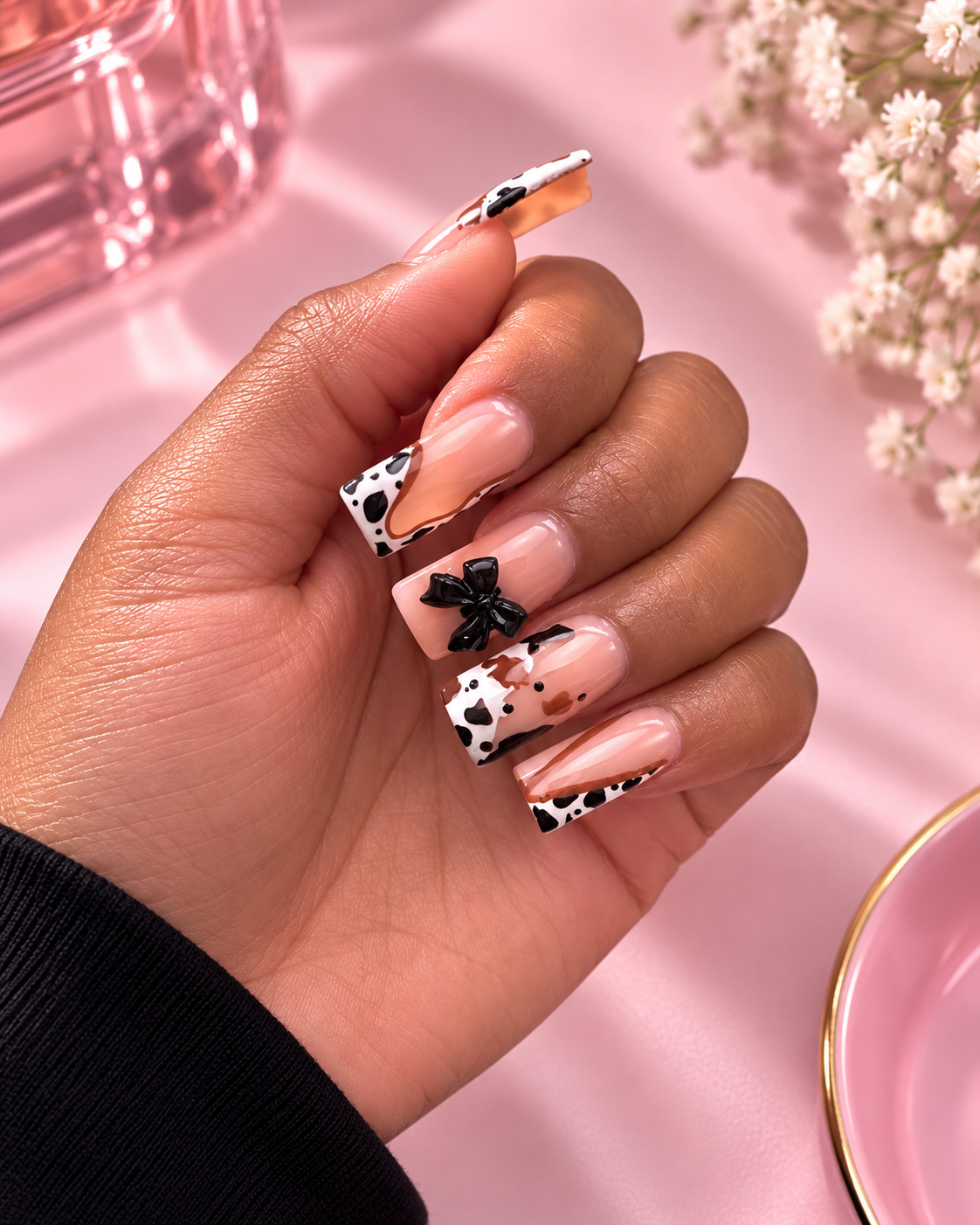 Custom acrylic nail design created at O.P. Nails